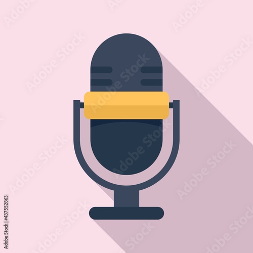 Podcast home microphone icon, flat style