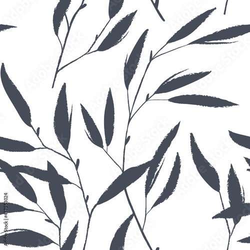 Fototapeta Naklejka Na Ścianę i Meble -  Ink drawn botanical seamless pattern