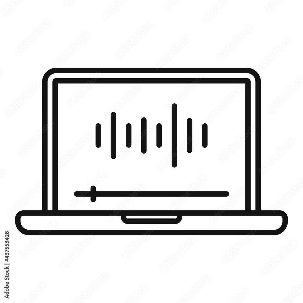 Laptop podcast icon, outline style Laptop podcast icon, outline style