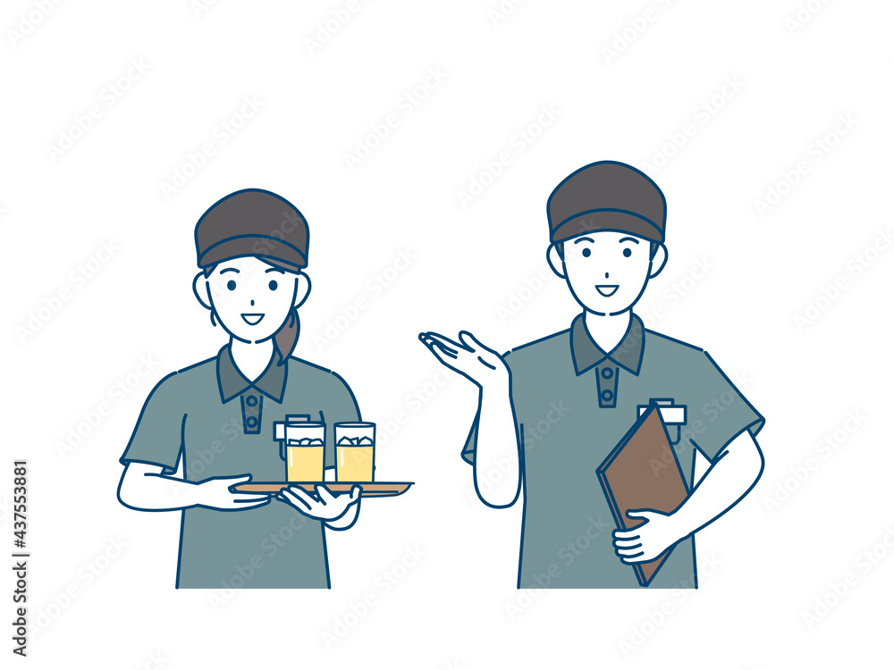 飲食店 ホールスタッフ ウェイトレス パート アルバイト 男女 イラスト素材 Stock Vector Adobe Stock