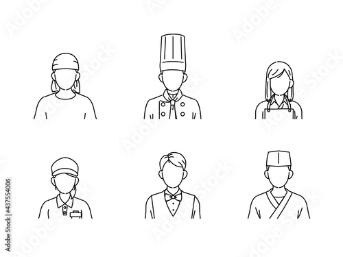 料理人　シェフ　調理師　アイコン　飲食店の店員　人々　顔なし　イラスト素材