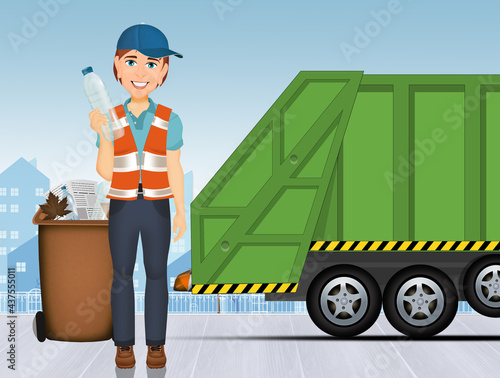 illustration of garbage truck photo