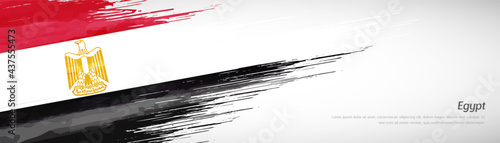 Abstract happy revolution day of Egypt with creative watercolor national brush flag background