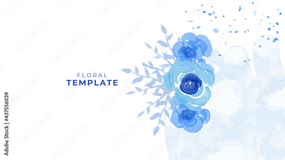 Blue rose watercolor abstract background. abstract creative universal artistic templates.
