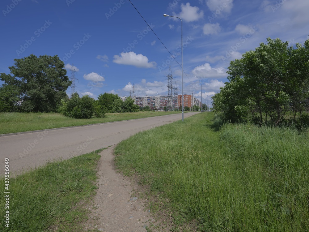 fresh green landscape under blue sky with clouds fresh green landscape under blue sky with clouds