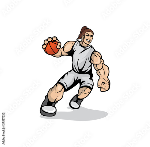 Female hulk playing basketball design illustration vector eps format , suitable for your design needs, logo, illustration, animation, etc.