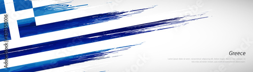 Abstract happy independence day of Greece with creative watercolor national brush flag background