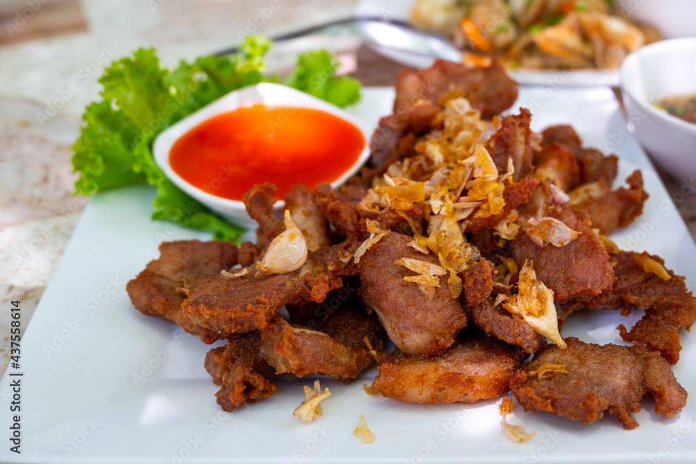 Crispy Fried pork spare ribs with garlic and pepper