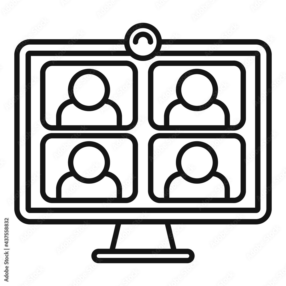 Friends video call icon, outline style Friends video call icon, outline style