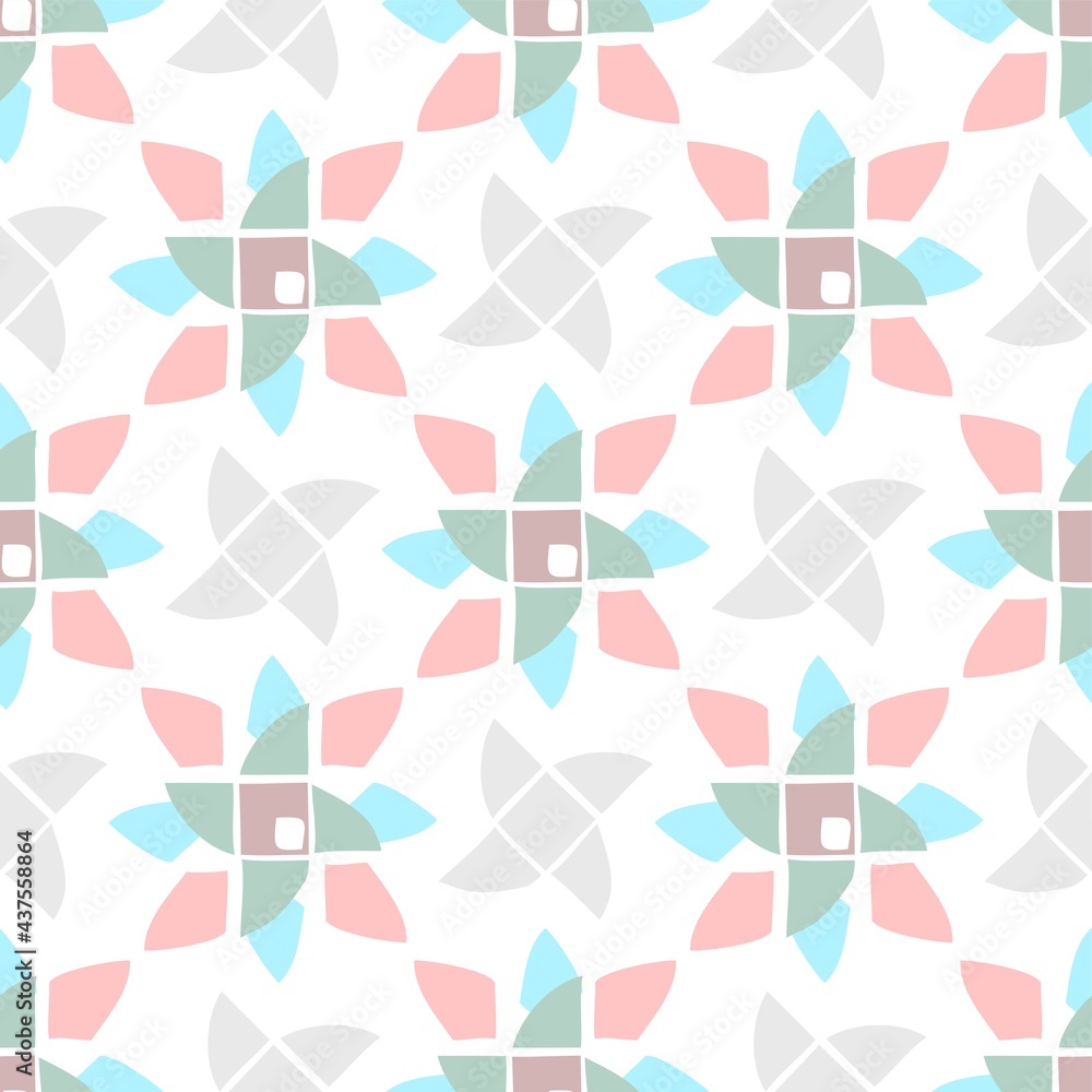 custom made wallpaper toronto digitalPastel Colored Geometric Shapes Repeat Pattern With Windmill Shaped Design