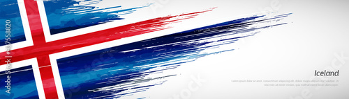 Abstract happy national day of Iceland with creative watercolor national brush flag background