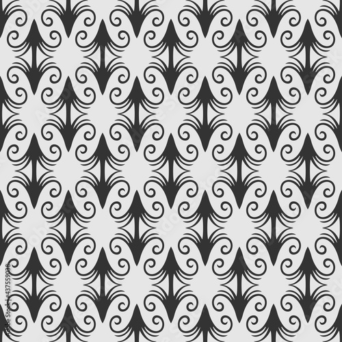 Black and white background pattern in vintage style with floral ornament  retro wallpaper. Seamless pattern  texture