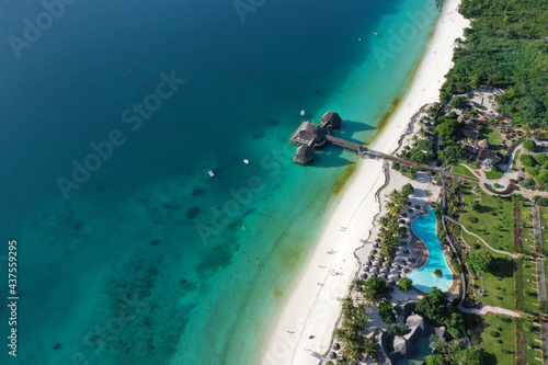 Tropical Sea. Amazing bird eyes view in Zanzibar