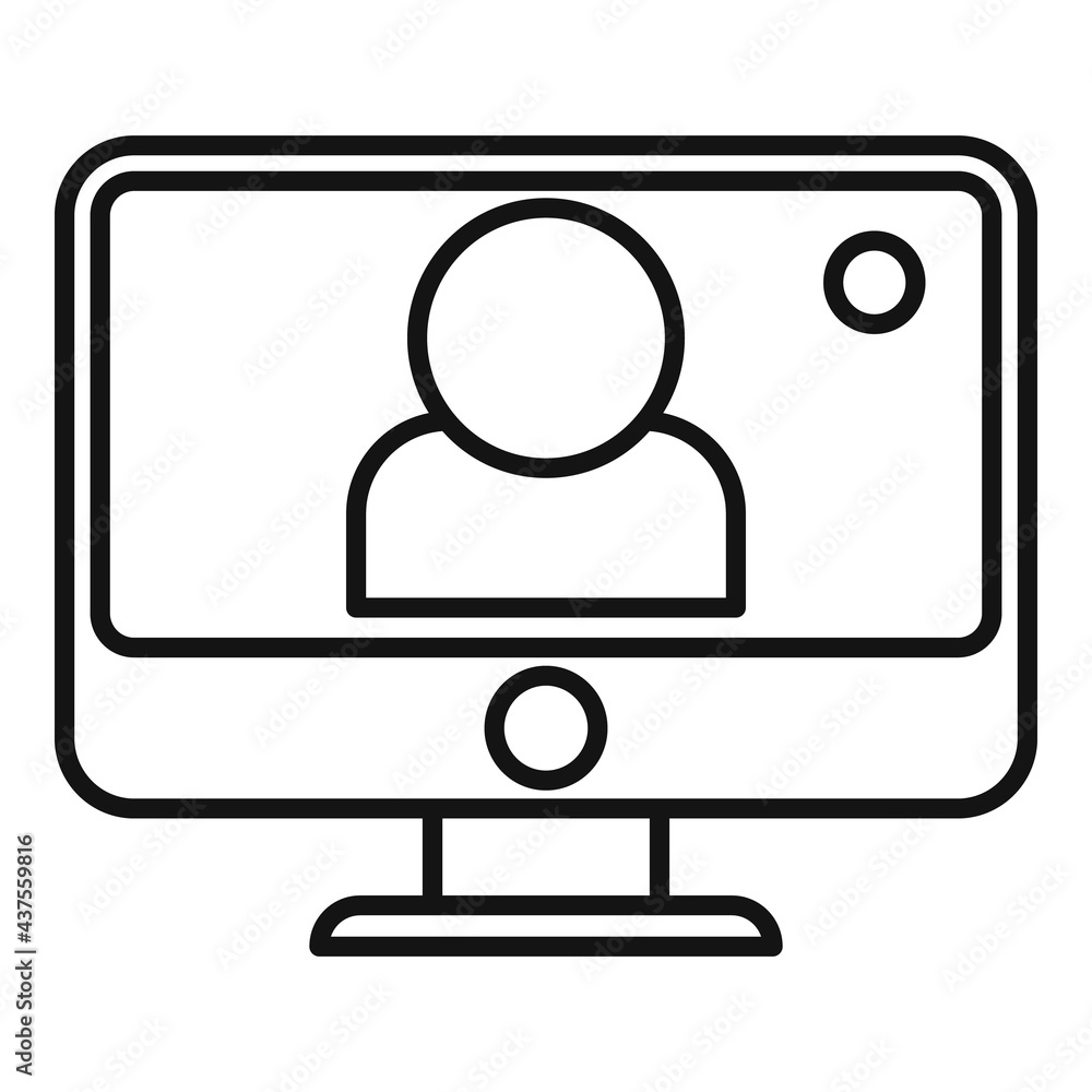 Meeting video call icon, outline style Meeting video call icon, outline style