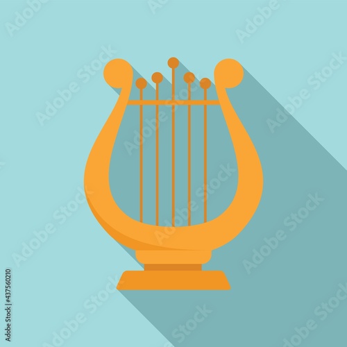 Harp concert icon, flat style