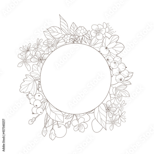 background with flowers and garden berries
