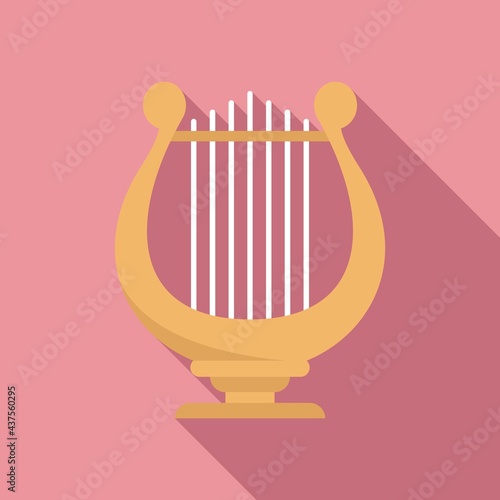 Harp acoustic icon, flat style