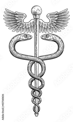 Caduceus Vintage Doctor Medical Snakes Symbol