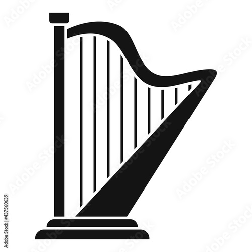 Harp irish icon, simple style