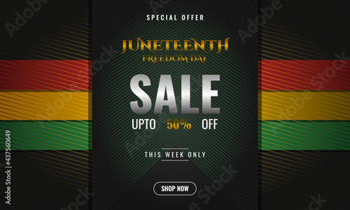Juneteenth Freedom or Emancipation day background sales promotion advertising banner template design