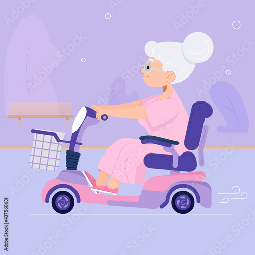 Grandma riding a scooter