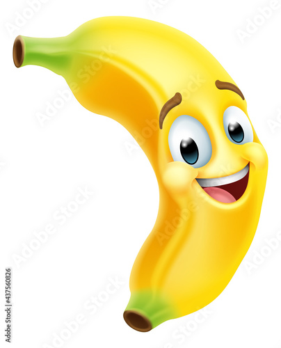 Banana Fruit Cartoon Character Emoji Mascot