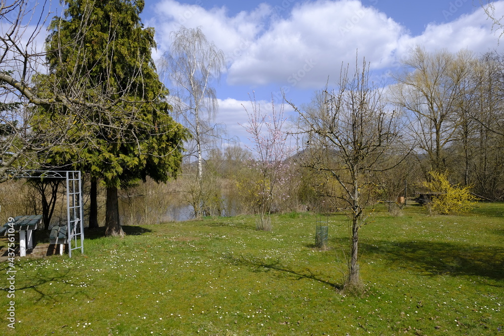 Sander Baggerseen im Naturschutzgebiet Mainaue bei Augsfeld, Landkreis Hassberge, Unterfranken, Franken, Bayern, Deutschland