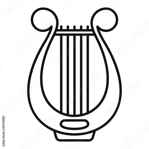 Harp instrument icon, outline style