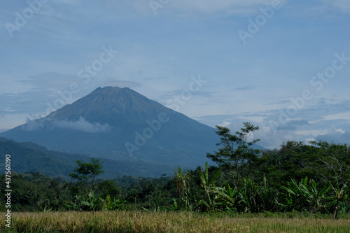 The view of Mount Sumbing in Magelang  Central Java  Indonesia
