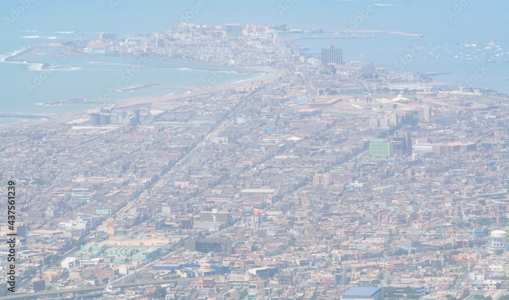 Caribbean City Aerial View with Local Demography