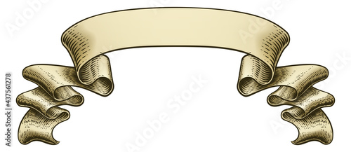 Scroll Vintage Woodcut Banner Paper Ribbon Drawing