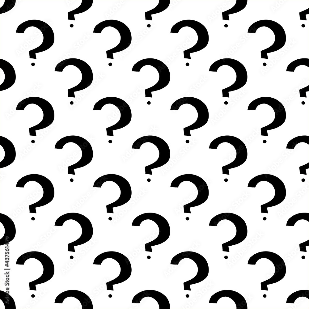 Question mark. Black and white seamless pattern. Question mark. Black and white seamless pattern.