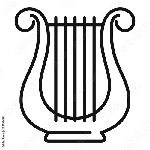 Harp melody icon, outline style