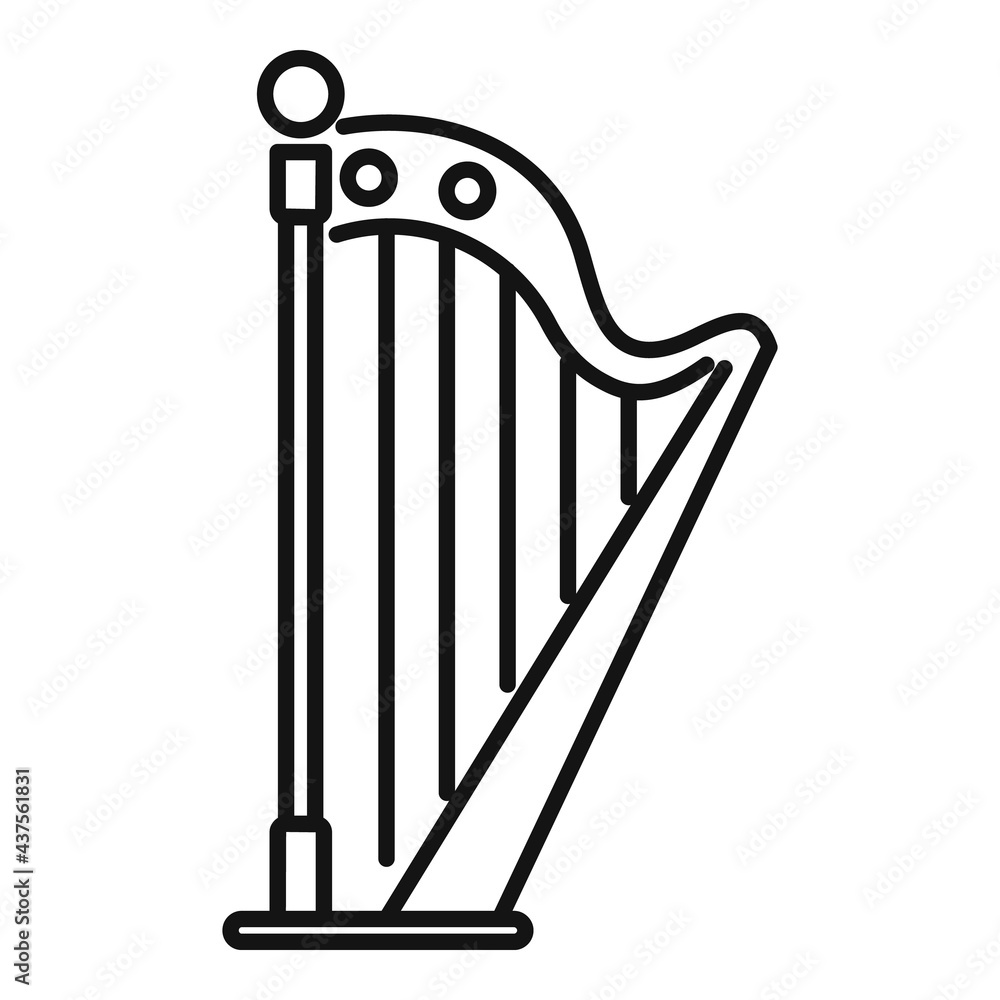 Harp chord icon, outline style Harp chord icon, outline style