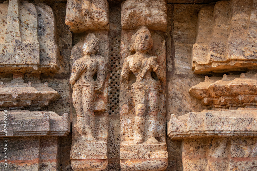 Fine carving of sculptures, Konark Sun Temple in India Fine carving of sculptures, Konark Sun Temple in India