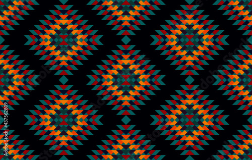 Ethnic Aztec African American textile seamless pattern. Geometric native fabric boho carpet ornaments mandala embroidery patterns. Ethnic Indian tribal vector illustrations background.