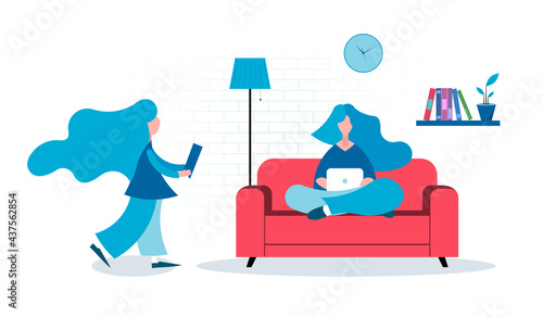 ragazza, persona, lavoro, smart work