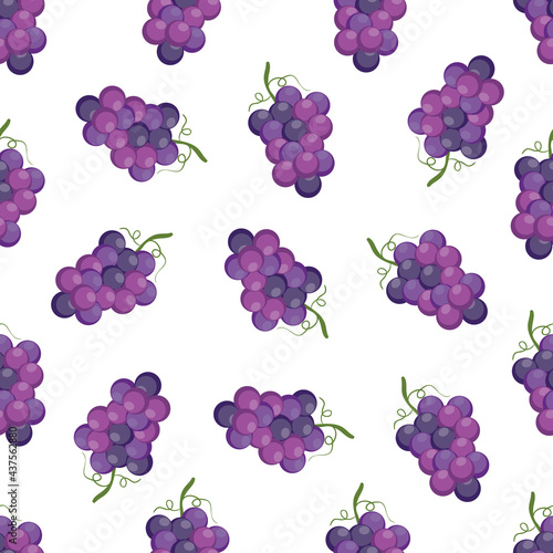Grape seamless pattern on white background. Fruit background texture. It be perfect for fabric, wrapping, packaging, digital paper and more