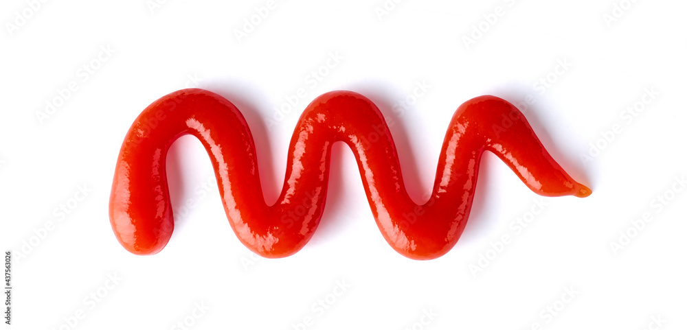 Tomato ketchup splashes isolated on white, from above Tomato ketchup splashes isolated on white, from above