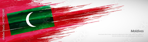 Abstract happy independence day of Maldives with creative watercolor national brush flag background