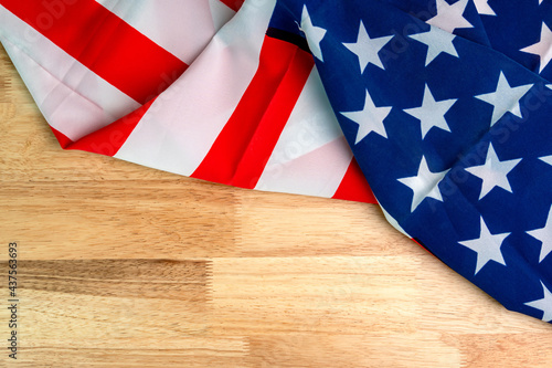 Fototapeta Naklejka Na Ścianę i Meble -  Flag of the American on wooden background.