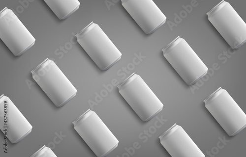 Background template white aluminum can for design of beverages. Vector.