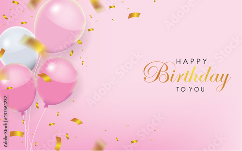 Canvas Print Realistic Happy Birthday Background Vector Illustration