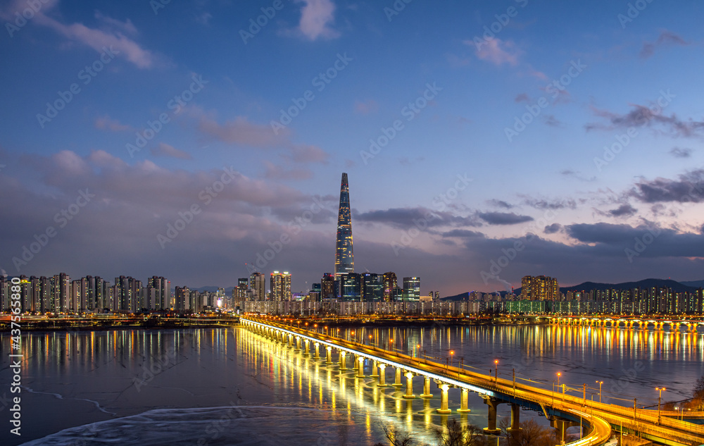 Seoul City at night, South Korea