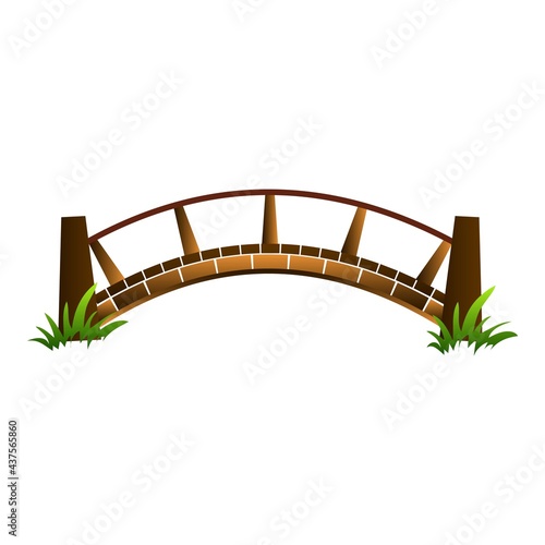 Wood bridge icon, cartoon style