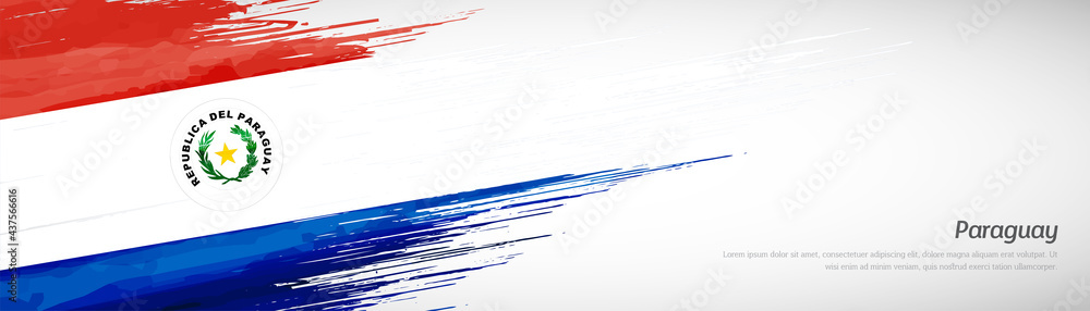 Fototapeta premium Abstract happy independence day of Paraguay with creative watercolor national brush flag background