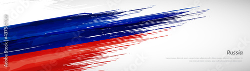 Abstract happy Russia day with creative watercolor national brush flag background
