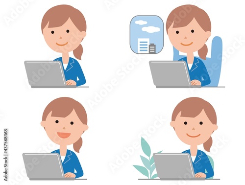 パソコンを使ってリモートワークをする女性社員2
