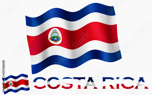Costa Rican flag illustration with Costa Rica text and white space