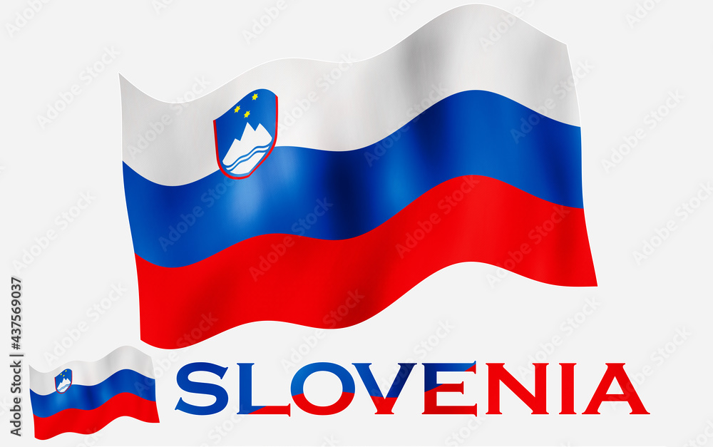 Slovenia flag illustration with Slovenia text and white space Slovenia flag illustration with Slovenia text and white space